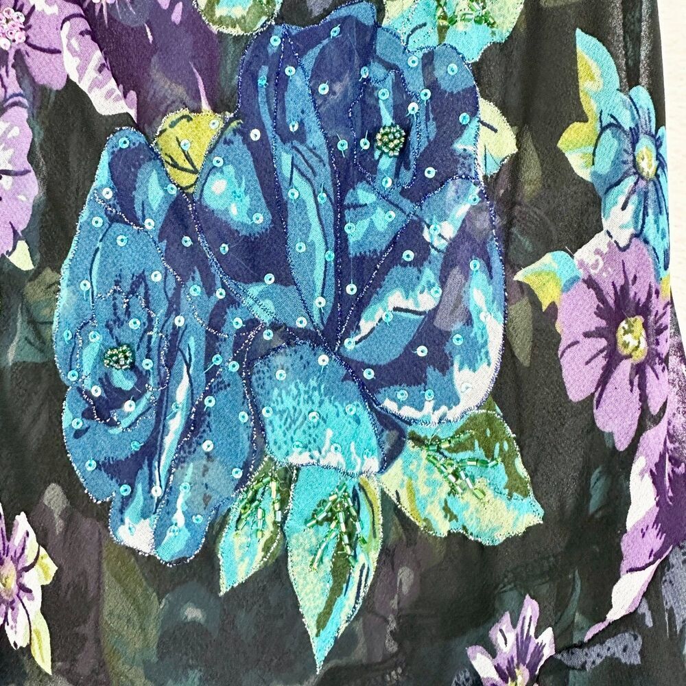 Vintage Connected Apparel Beaded Floral Whimsigoth Midi Dress Size Large Fairy - Picture 5 of 8